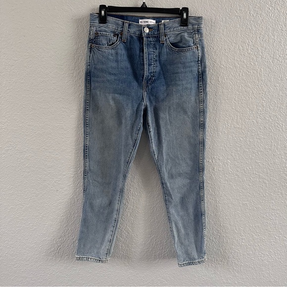 RE/DONE Originals High Rise Button Fly Jeans 28 Made in USA Vintage Wash - Picture 2 of 11